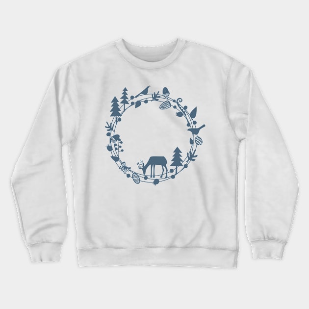 Winter Woodland Papercut Circle Crewneck Sweatshirt by NicSquirrell